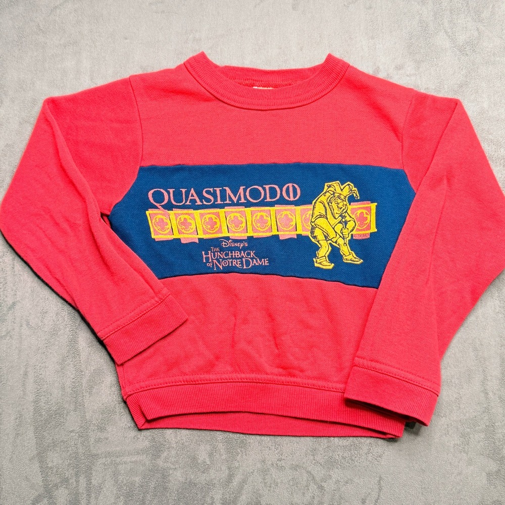 Vintage Disney Sweatshirt Kids XS Red Quasimodo Hunchback of Notre Dame 1996